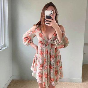 Floral open shoulder dress